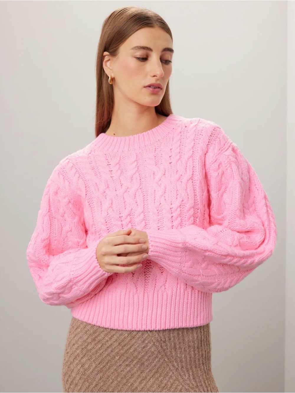 Slate & Willow Pink Cable Knit Sweater – Size Large